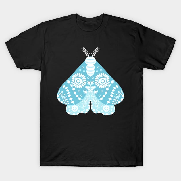 Folk Art Moth in Turquoise T-Shirt by MarcyBrennanArt